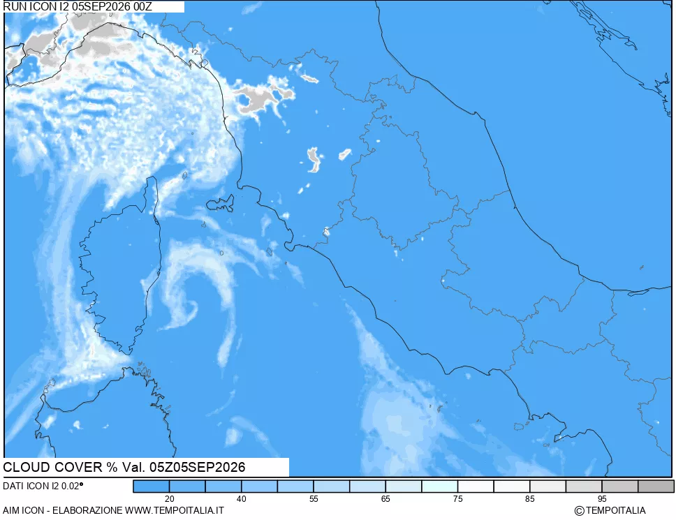 mappa Nuvolosit&agrave; totale