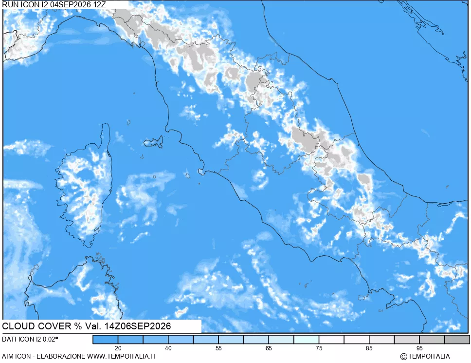 mappa Nuvolosit&agrave; totale