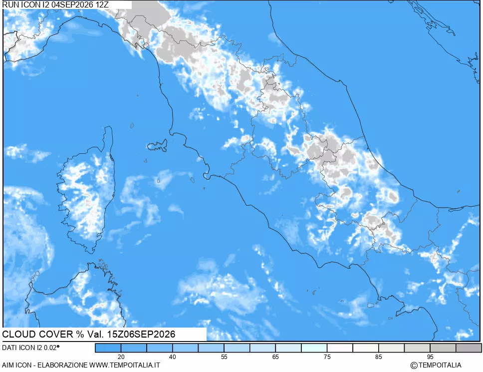 mappa Nuvolosit&agrave; totale