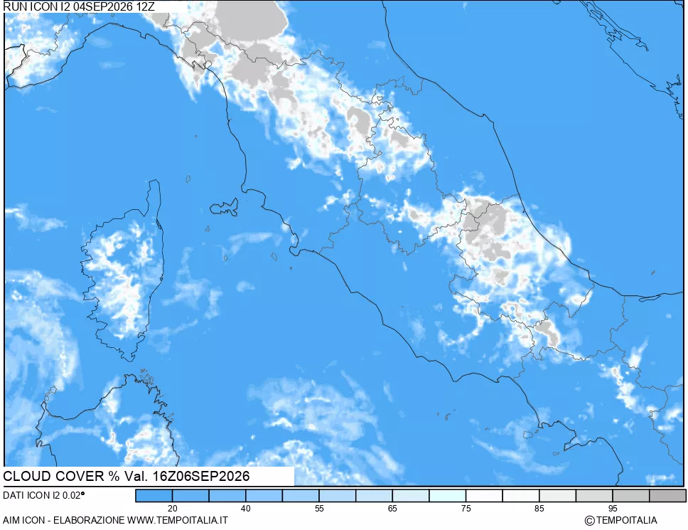 mappa Nuvolosit&agrave; totale