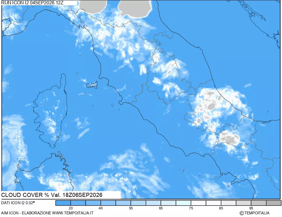 mappa Nuvolosit&agrave; totale
