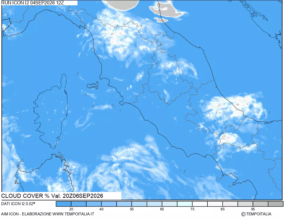 mappa Nuvolosit&agrave; totale