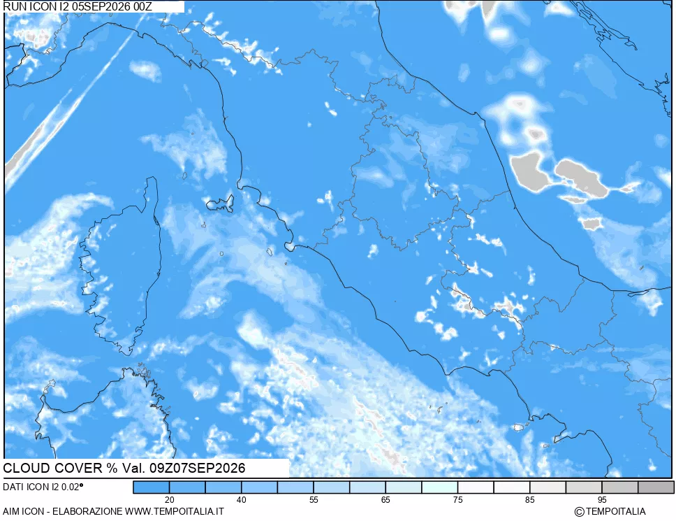 mappa Nuvolosit&agrave; totale