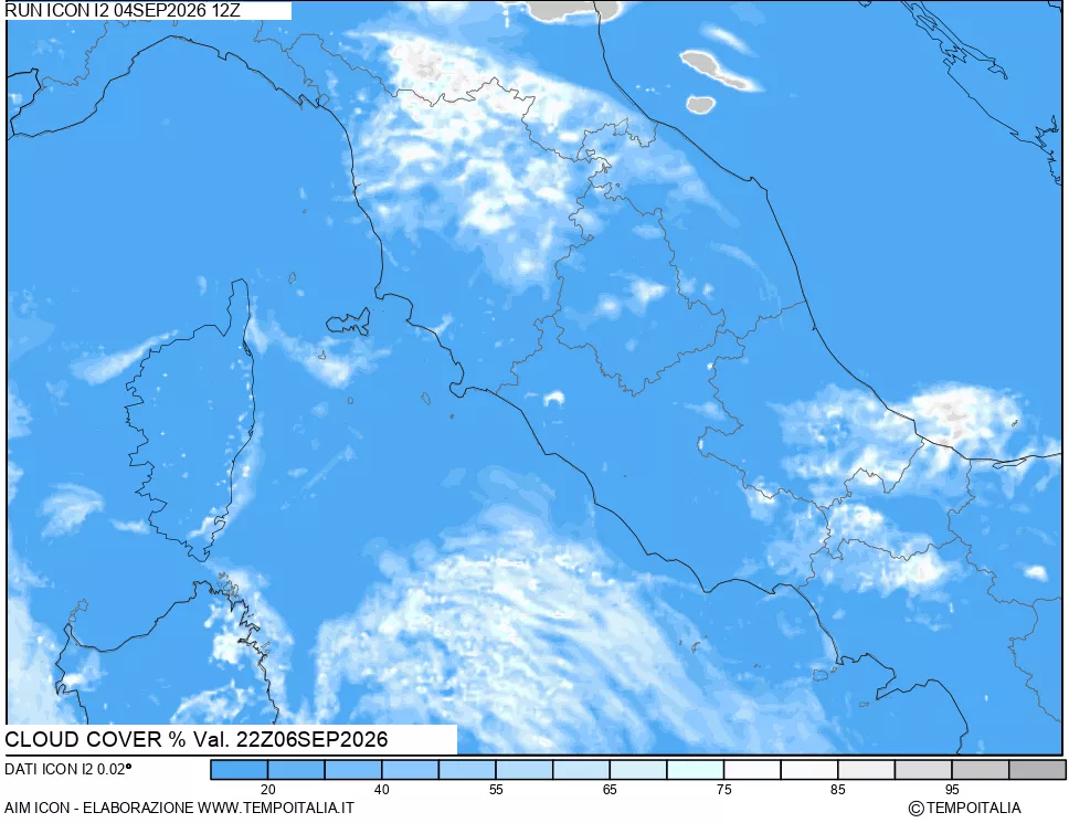 mappa Nuvolosit&agrave; totale