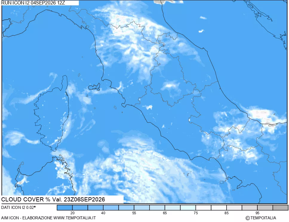 mappa Nuvolosit&agrave; totale