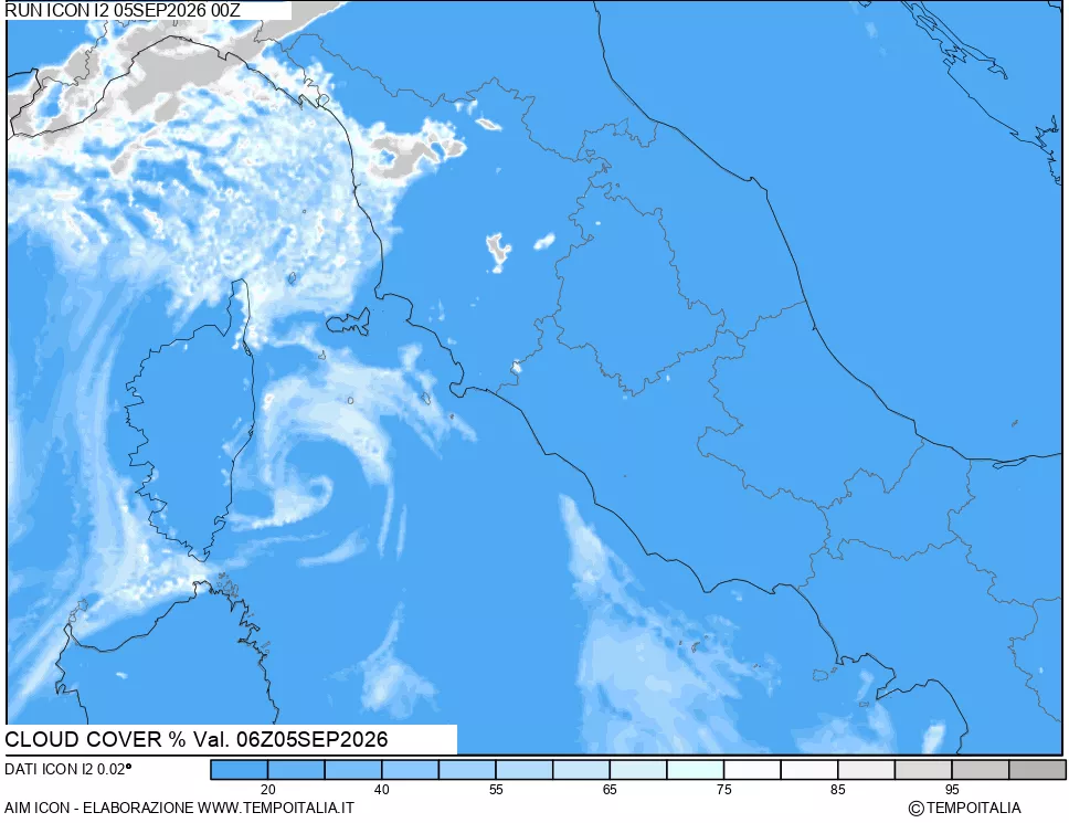 mappa Nuvolosit&agrave; totale