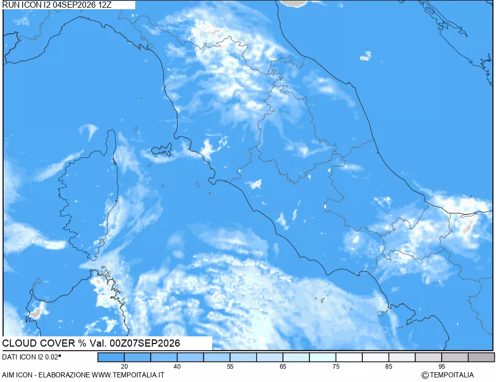 mappa Nuvolosit&agrave; totale