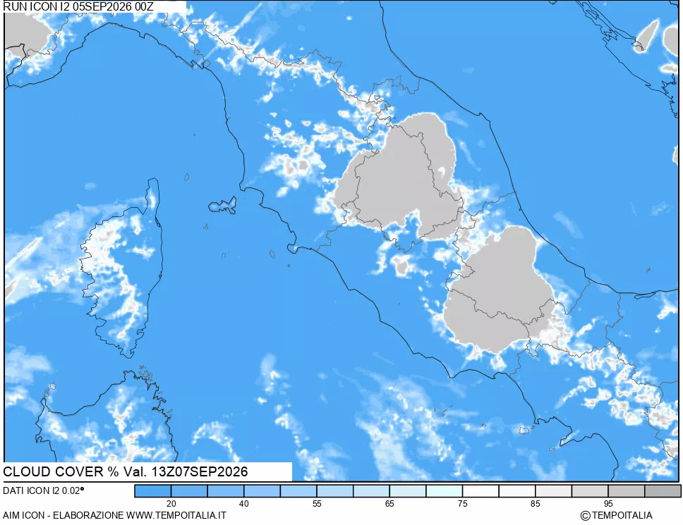 mappa Nuvolosit&agrave; totale