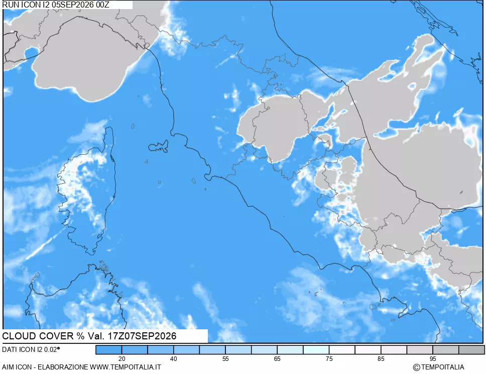mappa Nuvolosit&agrave; totale