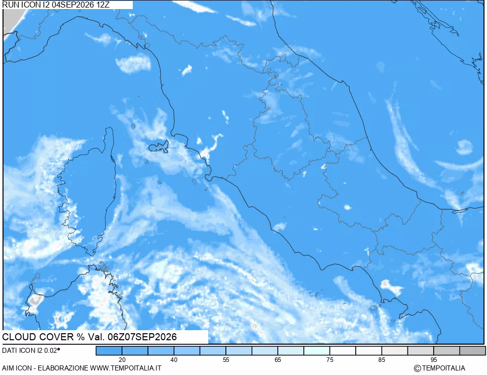 mappa Nuvolosit&agrave; totale