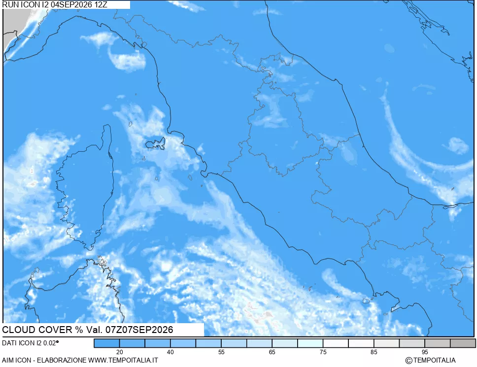 mappa Nuvolosit&agrave; totale