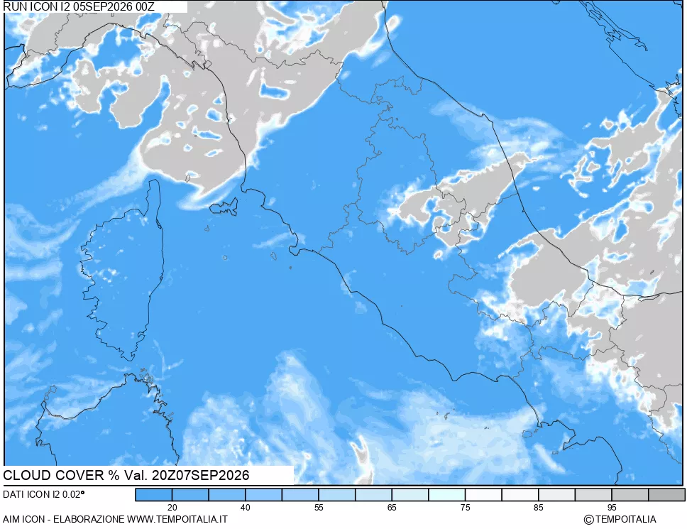 mappa Nuvolosit&agrave; totale