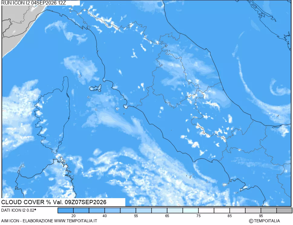 mappa Nuvolosit&agrave; totale