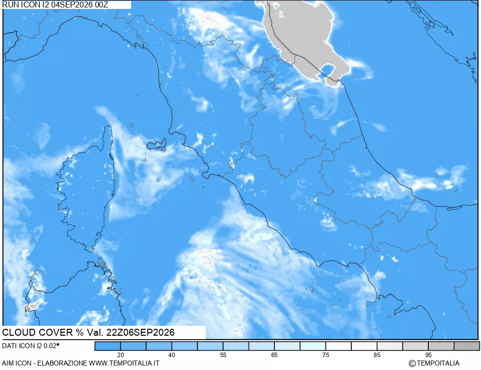 mappa Nuvolosit&agrave; totale
