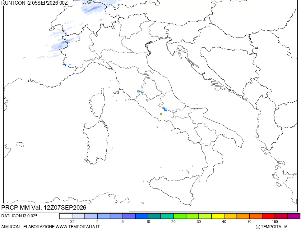 mappa Precipitazioni 24 ore precedenti