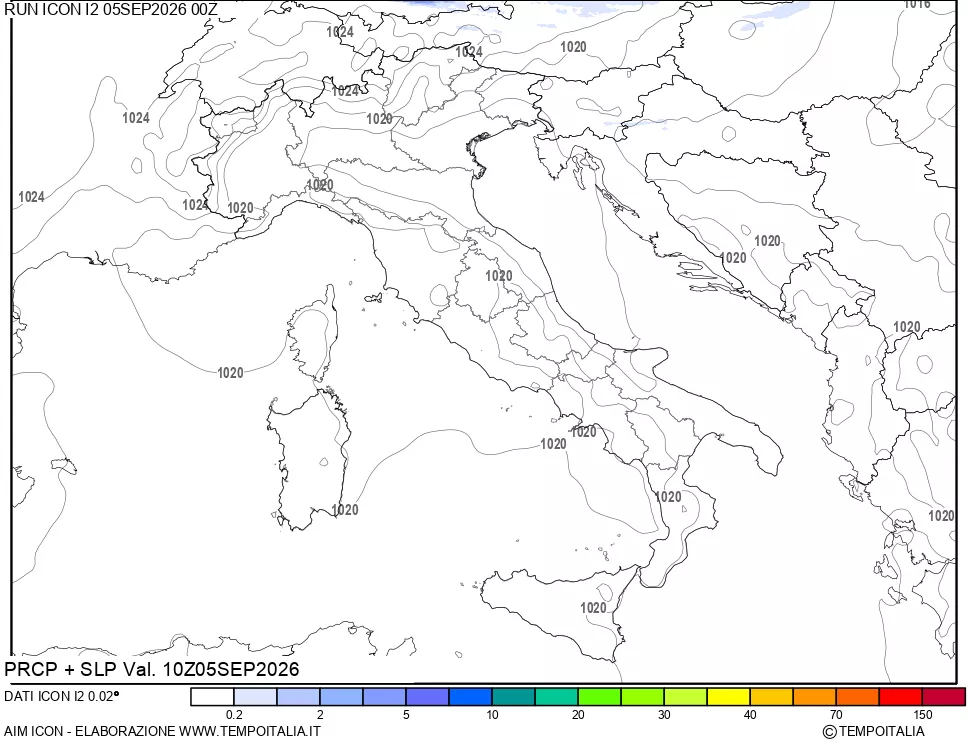 mappa Precipitazioni e pressione SLM