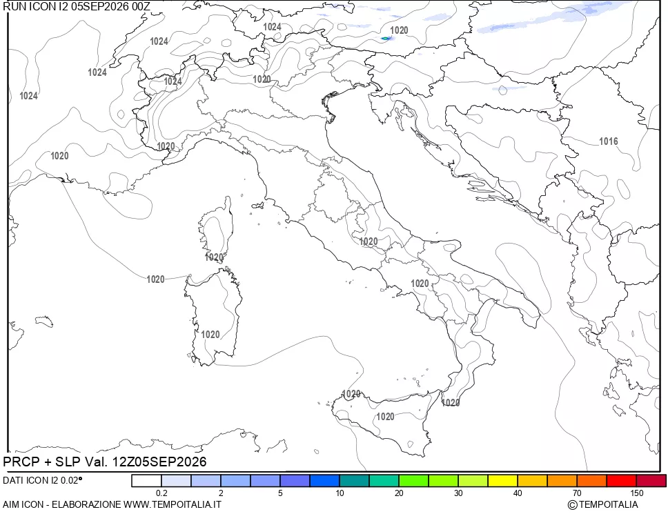 mappa Precipitazioni e pressione SLM