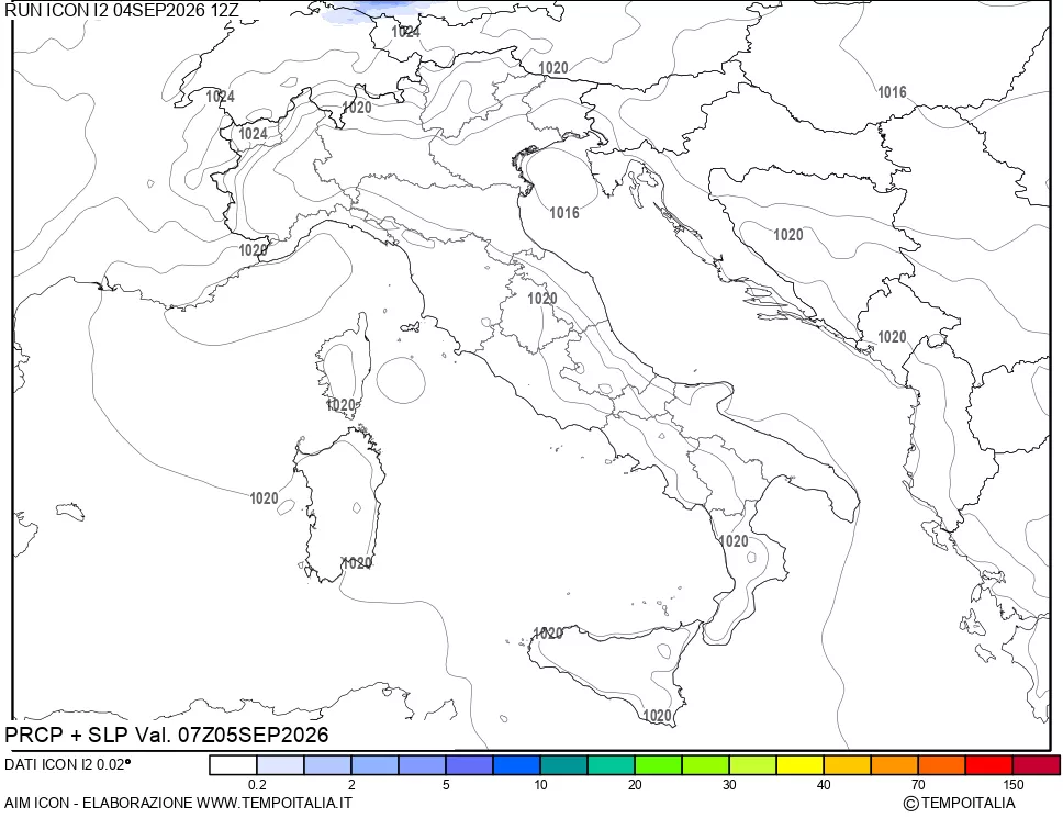 mappa Precipitazioni e pressione SLM