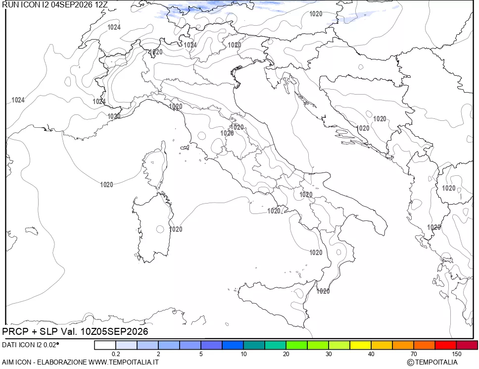 mappa Precipitazioni e pressione SLM