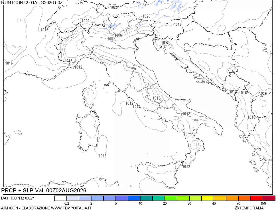 mappa Precipitazioni e pressione SLM