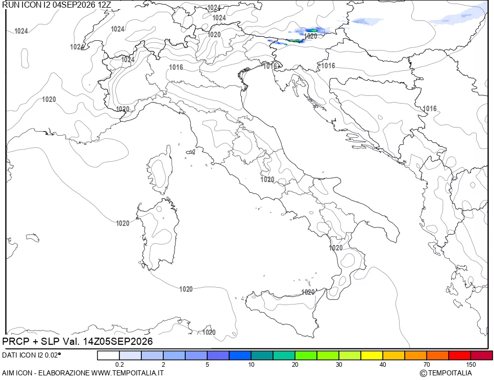 mappa Precipitazioni e pressione SLM
