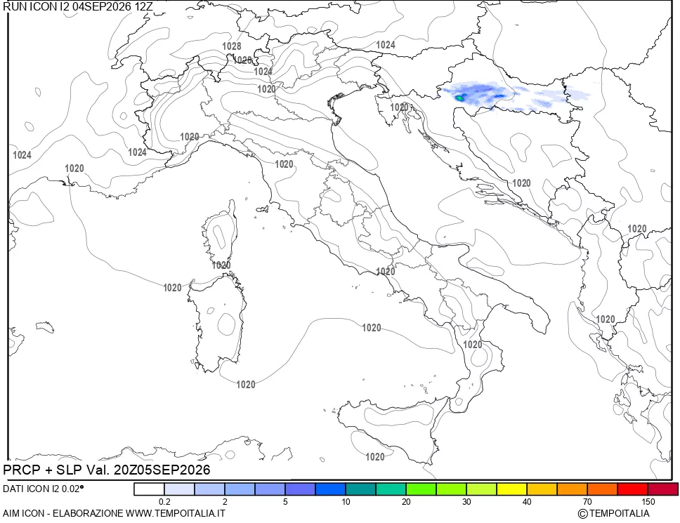 mappa Precipitazioni e pressione SLM