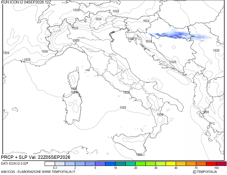 mappa Precipitazioni e pressione SLM