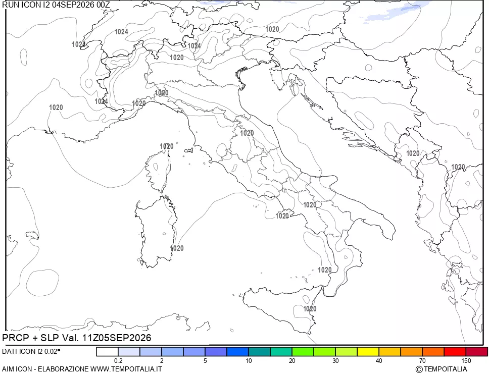 mappa Precipitazioni e pressione SLM