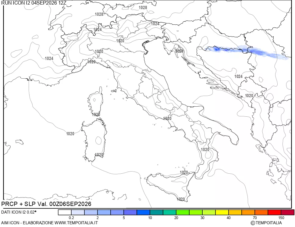 mappa Precipitazioni e pressione SLM