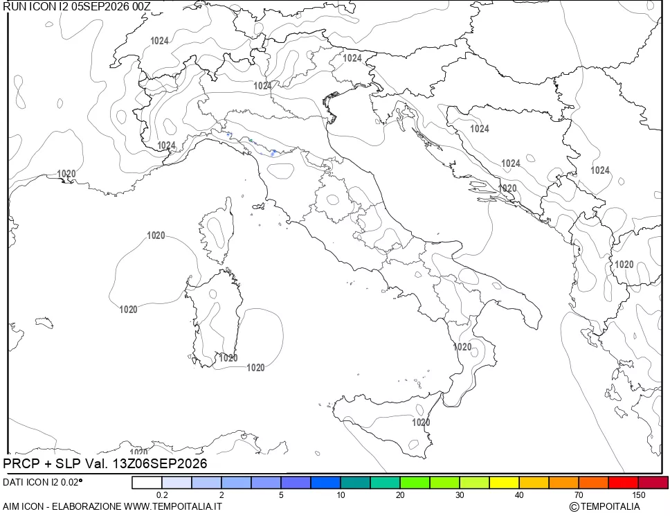 mappa Precipitazioni e pressione SLM