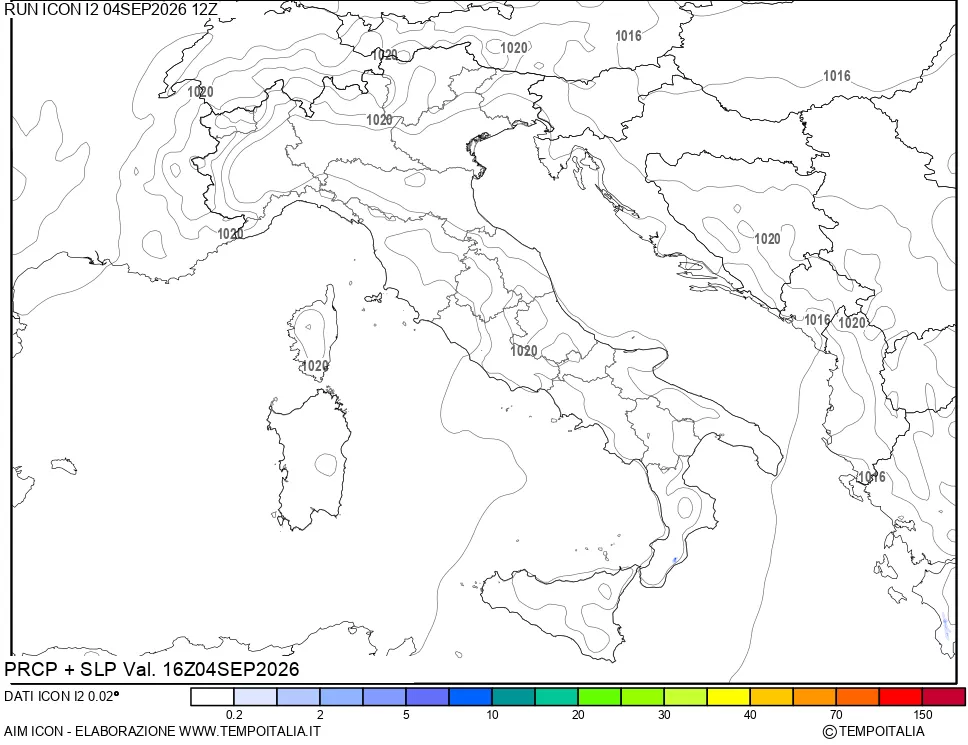 mappa Precipitazioni e pressione SLM