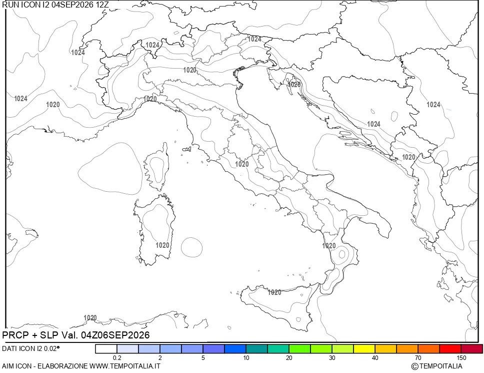 mappa Precipitazioni e pressione SLM