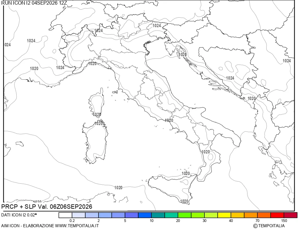 mappa Precipitazioni e pressione SLM