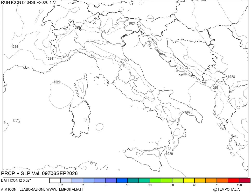 mappa Precipitazioni e pressione SLM