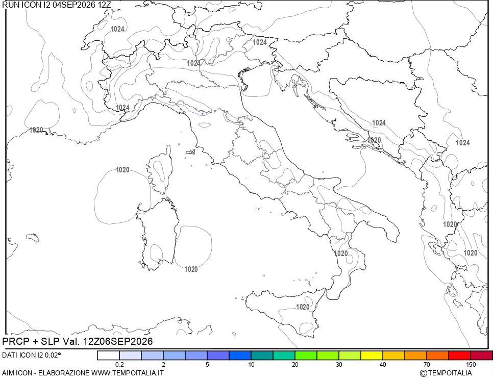 mappa Precipitazioni e pressione SLM
