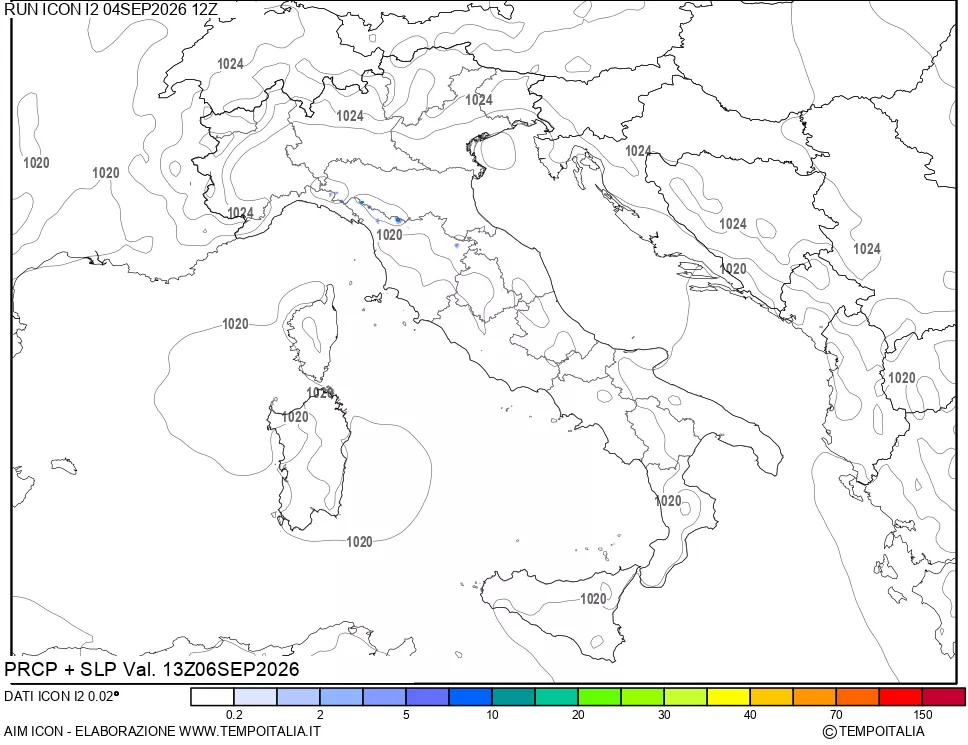 mappa Precipitazioni e pressione SLM