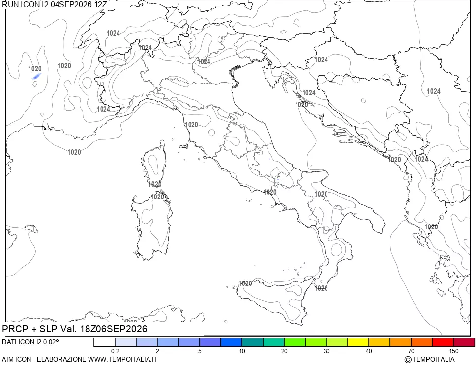 mappa Precipitazioni e pressione SLM