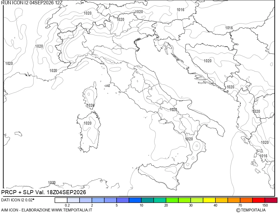 mappa Precipitazioni e pressione SLM