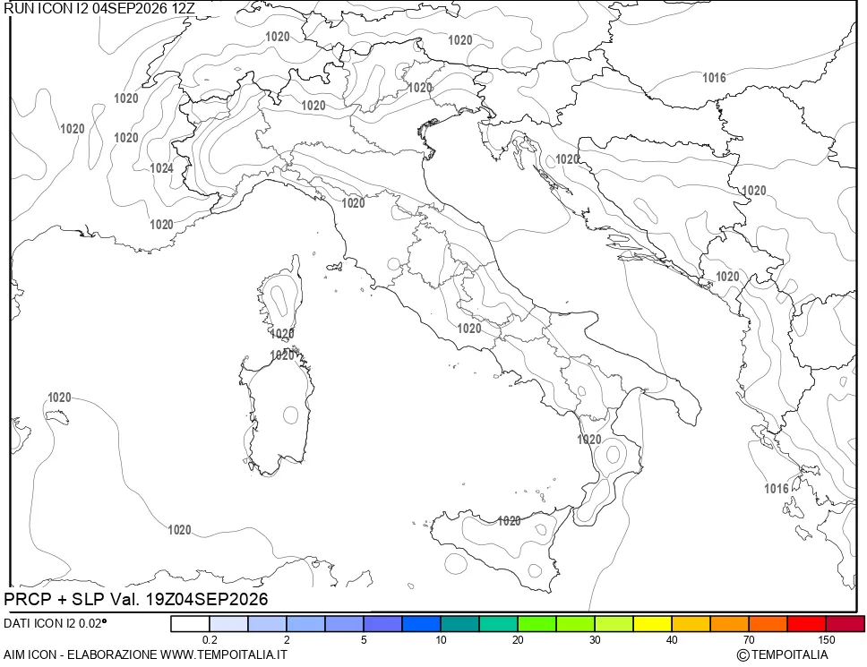 mappa Precipitazioni e pressione SLM