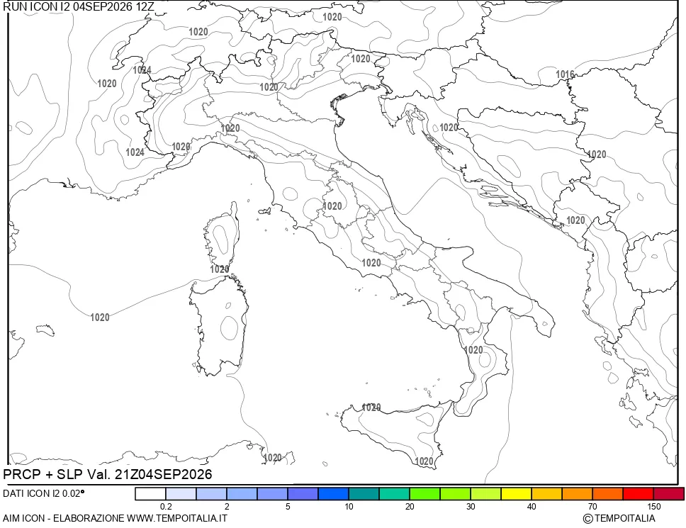 mappa Precipitazioni e pressione SLM