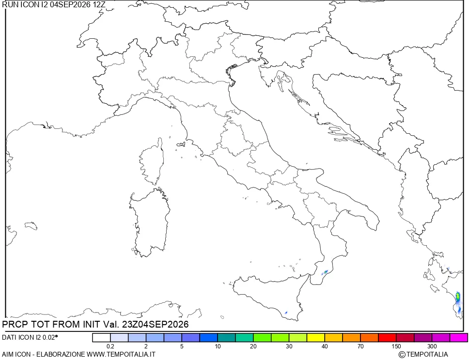 mappa Precipitazioni totali dal primo giorno