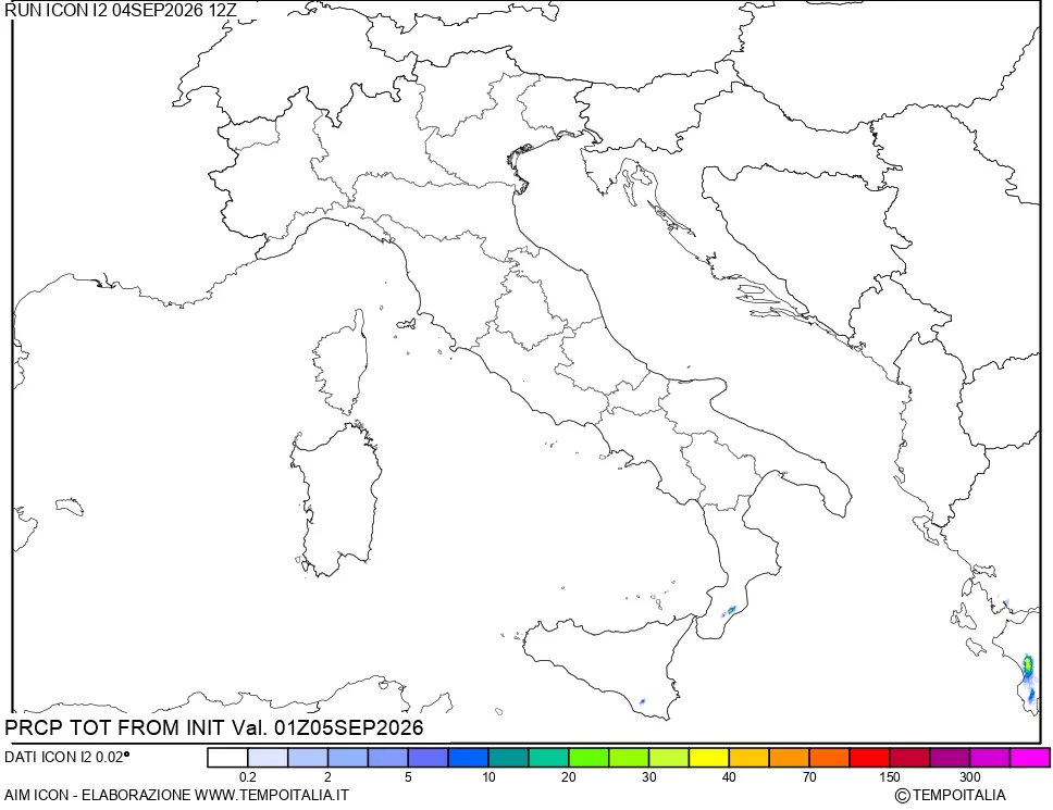 mappa Precipitazioni totali dal primo giorno