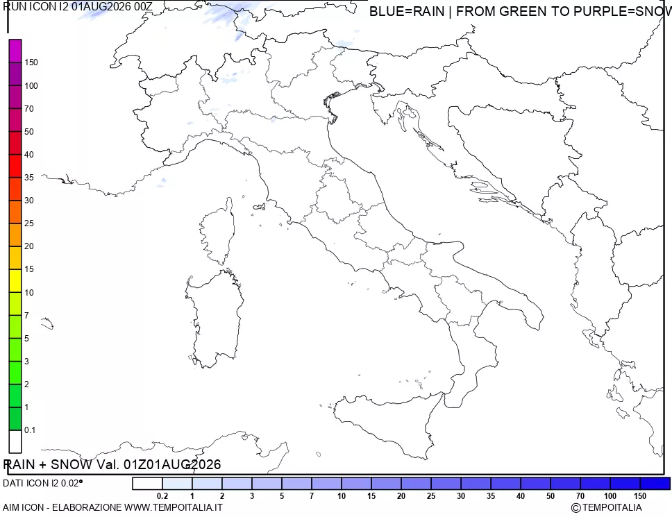 mappa Precipitazioni totali e nevose