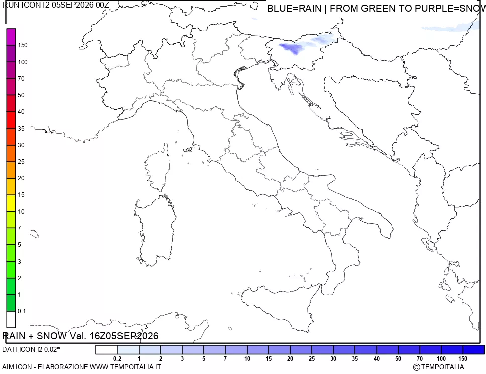 mappa Precipitazioni totali e nevose