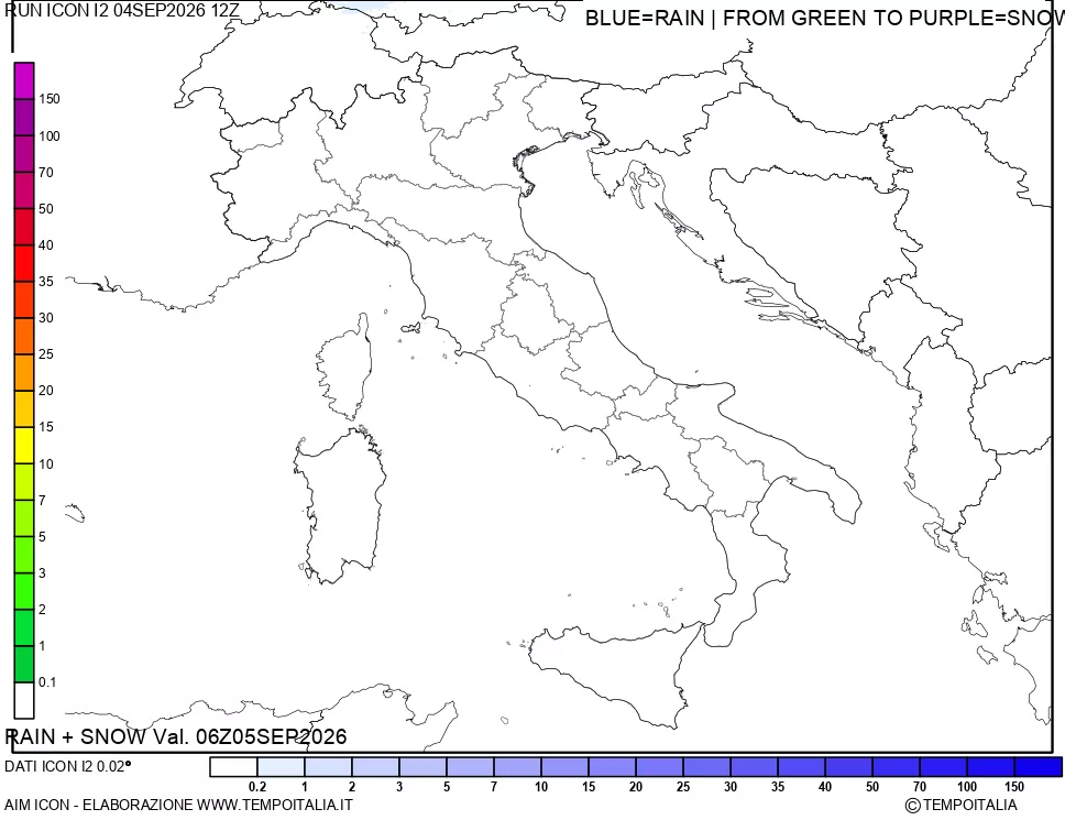 mappa Precipitazioni totali e nevose