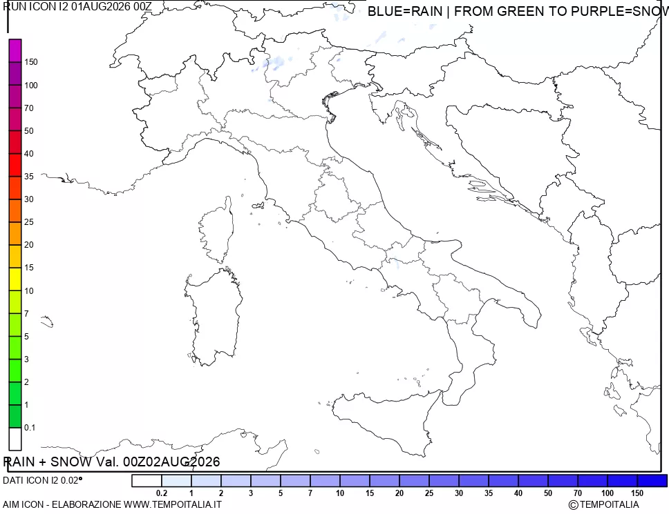 mappa Precipitazioni totali e nevose