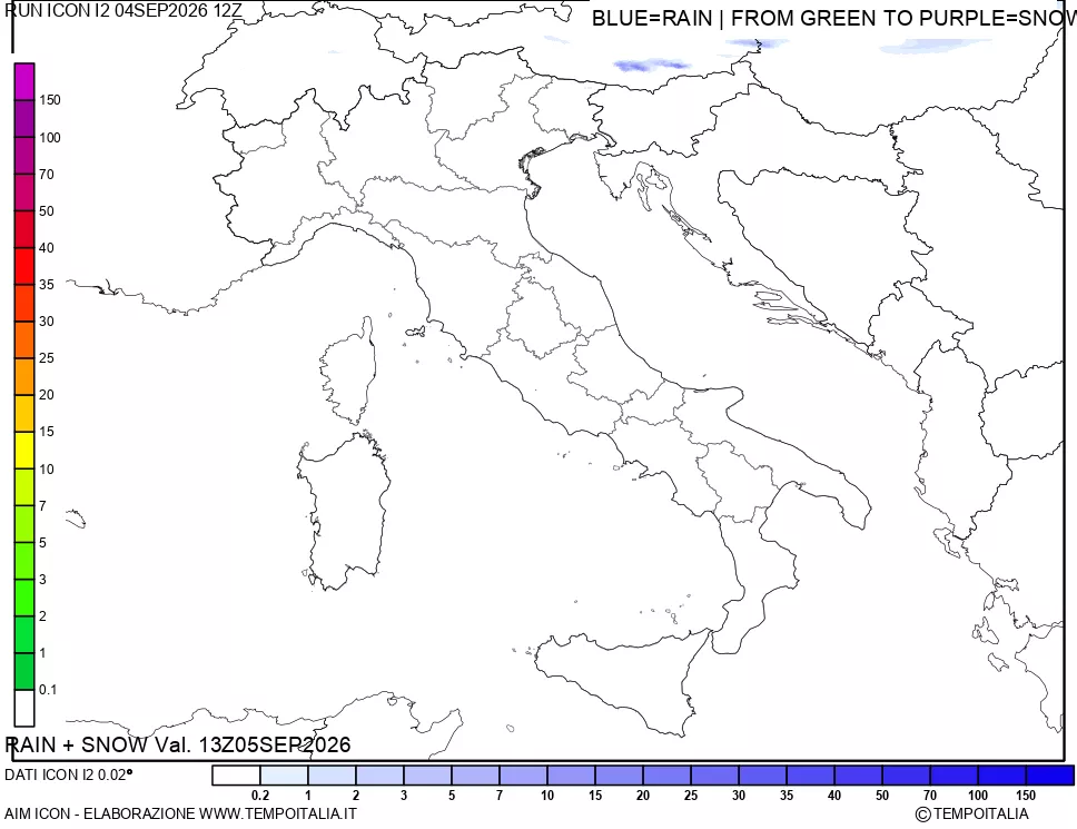 mappa Precipitazioni totali e nevose
