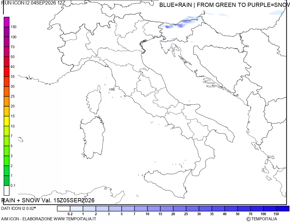 mappa Precipitazioni totali e nevose