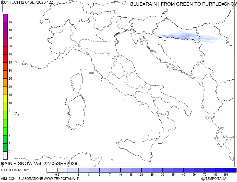 mappa Precipitazioni totali e nevose