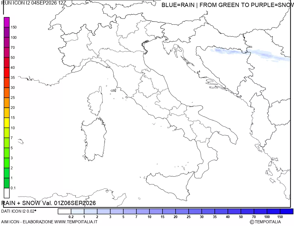 mappa Precipitazioni totali e nevose